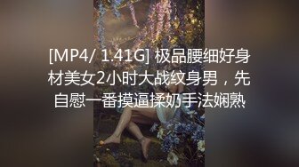 [MP4/ 1.41G] 极品腰细好身材美女2小时大战纹身男，先自慰一番摸逼揉奶手法娴熟